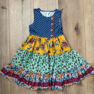 Matilda Jane Blue Yellow Ruffled Tiered Dress